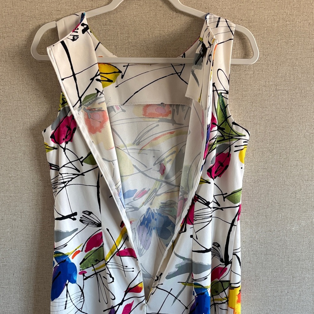 AGB Dress Women’s Sz 12 Colorful Abstract Floral Sheath Career Office Chic - Picture 13 of 15